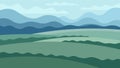 Summer fields on mountains background