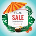 Summer final sale banner with colorful summer elements