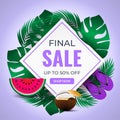 Summer final sale banner with colorful summer elements.