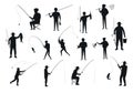 Summer fishing man silhouettes vector Royalty Free Stock Photo