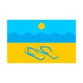 Summer flag. Symbol of solar state. Beach and slippers. Sun and