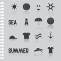 Summer flat icon set-symbol, computer icon. stock