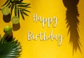 Summer Flat Lay, Tropical Fruits, Text Happy Birthday