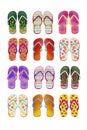 Summer flip flops set of colorful isolated Royalty Free Stock Photo