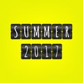 Summer 2017 flip symbol. Vector scoreboard illustration. Black and white sign on yellow background