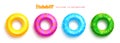 Summer floater vector set. Lifebuoy inflatable element with colorful and tropical design.