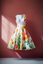 Summer floral dress floating in sunlight. Generative AI