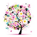 Summer floral tree for your design Royalty Free Stock Photo