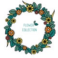 Summer floral wreath with leaves