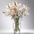 The Art of Arranging: Summer Lilies Flowers in a Beautiful Vase, Isolated on White Background - Generative AI Royalty Free Stock Photo