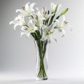 Simply Elegant: Summer Lilies Flowers in a Beautifully Styled Vase, Isolated on White Background - Generative AI Royalty Free Stock Photo