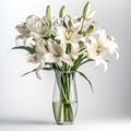 Vase Full of Sunshine: Summer Lilies Flower Photography with a Vase, Isolated on White Background - Generative AI Royalty Free Stock Photo