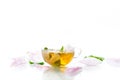 Summer flower tea from rose petals in a glass cup Royalty Free Stock Photo
