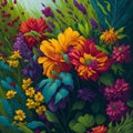 summer flowers , colorful , garden , flowers , yellow flowers , red flowers , rose , garden - Ai generated