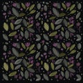 summer flowers and green branches, vintage style.printing on textile