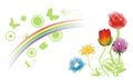 Summer flowers & rainbow Royalty Free Stock Photo