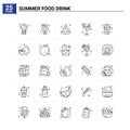 25 Summer Food Drink icon set. vector background Royalty Free Stock Photo