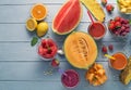 Summer food with fresh fruit ingredients