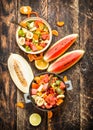 Summer food . Salad of tropical fruits. Royalty Free Stock Photo