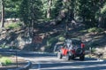 Summer forest road in the Sequoia and Kings Canyon National Park, California, USA. Car trip on an off-road car on the US natural p Royalty Free Stock Photo