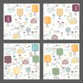 Summer forest seamless pattern with cute animals