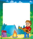 Summer frame with boy guitar player Royalty Free Stock Photo