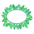 Summer frame with green leaves. Oval border made off leafage. Minimalistic seasonal vector