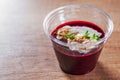 Summer fresh cold dessert berry soup with yogurt Royalty Free Stock Photo