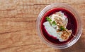 Summer fresh cold dessert berry soup with yogurt Royalty Free Stock Photo
