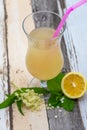 Summer fresh drink with elderberry flowers and mint and citrus, known as socata in romanian