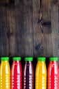 Summer fresh drink in plastic bottle on wooden background top vi Royalty Free Stock Photo