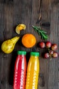 Summer fresh drink in plastic bottle on wooden background top vi Royalty Free Stock Photo