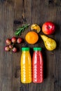 Summer fresh drink in plastic bottle on wooden background top view mock-up Royalty Free Stock Photo