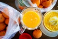 Summer fresh orange fruit getting squeezed Royalty Free Stock Photo