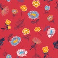 Summer fresh Seamless pattern Vector Embroidery trend floral wit