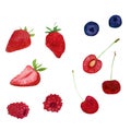 Summer fresh sweet strowberry raspberry blueberry collection Royalty Free Stock Photo