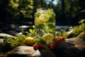 Summer freshness Nature inspired drink, food, water, green, and ice Royalty Free Stock Photo