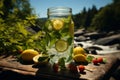 Summer freshness Nature inspired drink, food, water, green, and ice