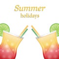 Summer fruit cocktails with ice Royalty Free Stock Photo