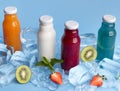 Summer fruit detox nutrition in glass bottles