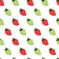 Summer Freshness Fruit Green and Red Berries Vector Pattern