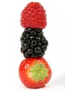 Summer fruit salad ingredients, blackberry, strawberry tower Royalty Free Stock Photo