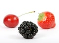 Summer fruit salad ingredients, strawberry, blackberry, cherry Royalty Free Stock Photo