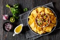 summer fruit salsa with tortilla chips on plate