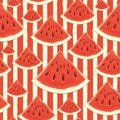 Fruit seamless pattern with red juicy watermelon