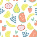 Summer fruit vector seamless background pattern Royalty Free Stock Photo