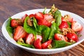 Summer Fruit Vegan Spinach Strawberry nuts Salad. concepts health food Royalty Free Stock Photo