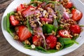 Summer Fruit Vegan Spinach Strawberry nuts Salad. concepts health food Royalty Free Stock Photo
