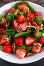 Summer Fruit Vegan Spinach Strawberry nuts Salad. concepts health food Royalty Free Stock Photo