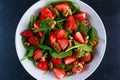 Summer Fruit Vegan Spinach Strawberry nuts Salad. concepts health food Royalty Free Stock Photo